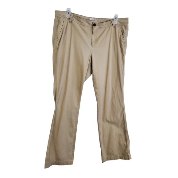 Old Navy The Diva Tan Khaki Pants Women's Size 18 Cotton Blend Pockets Bootcut - Picture 2 of 12